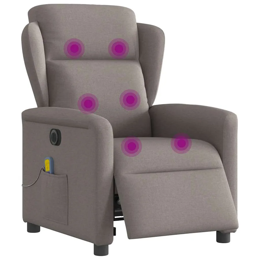 Fauteuil de massage inclinable électrique Taupe Tissu - 3