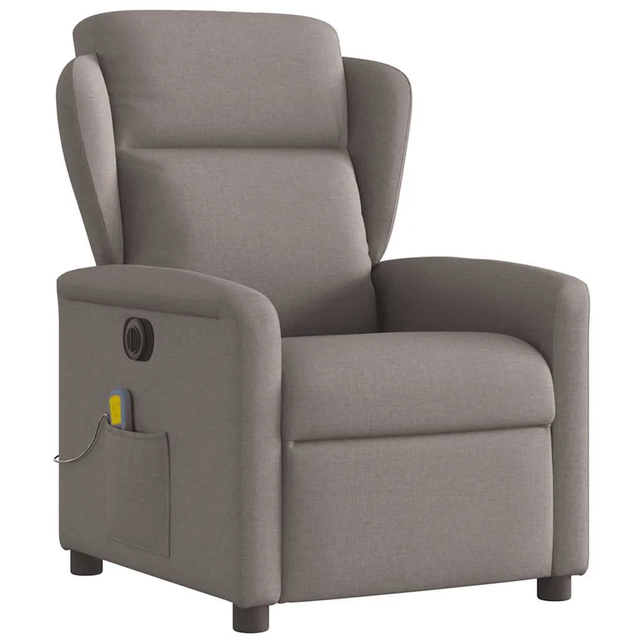 Fauteuil de massage inclinable électrique Taupe Tissu - 4