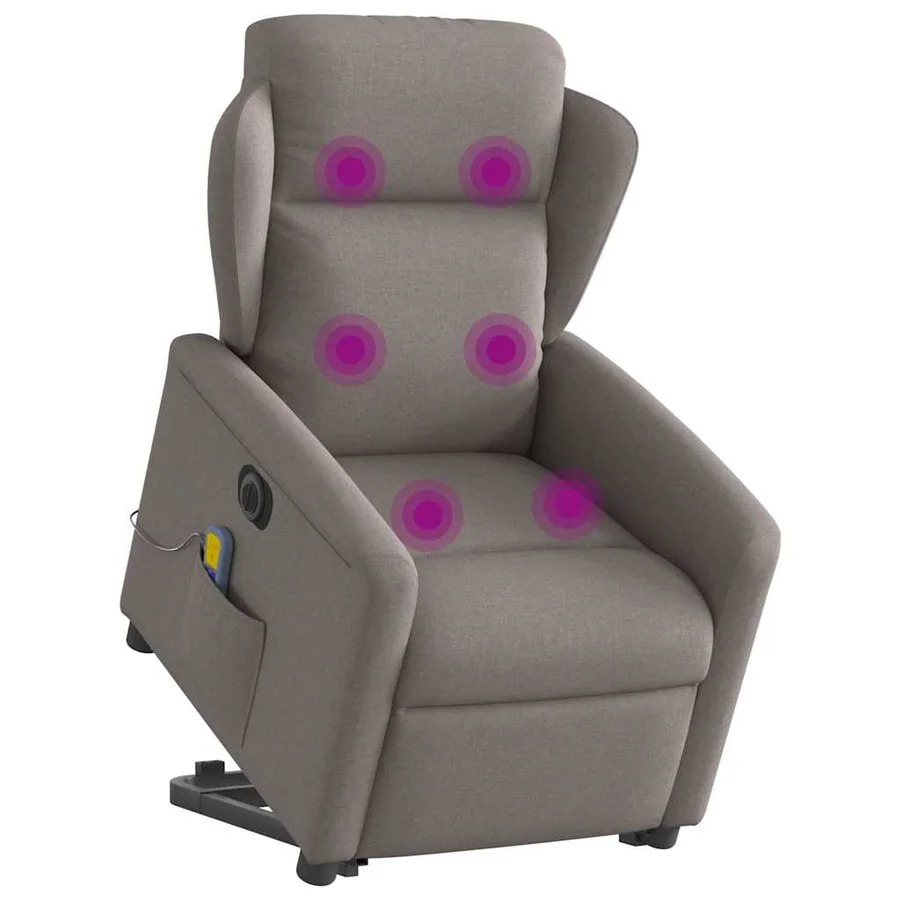 Fauteuil inclinable de massage électrique Taupe Tissu - 3