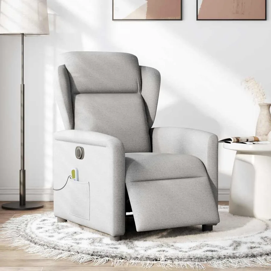 Fauteuil de massage inclinable électrique gris nuage tissu - 2