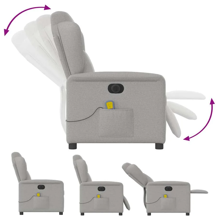 Fauteuil de massage inclinable électrique gris nuage tissu - 9