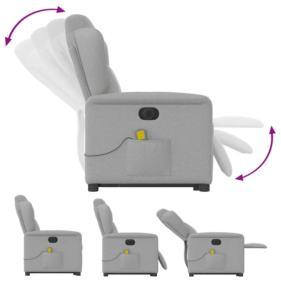 Fauteuil inclinable de massage électrique gris nuage tissu - 10