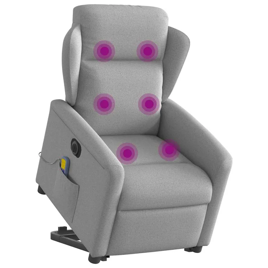 Fauteuil inclinable de massage électrique gris nuage tissu - 3