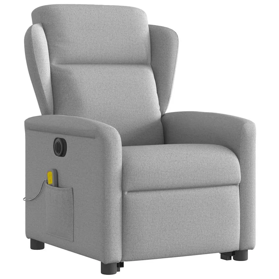 Fauteuil inclinable de massage électrique gris nuage tissu - 4