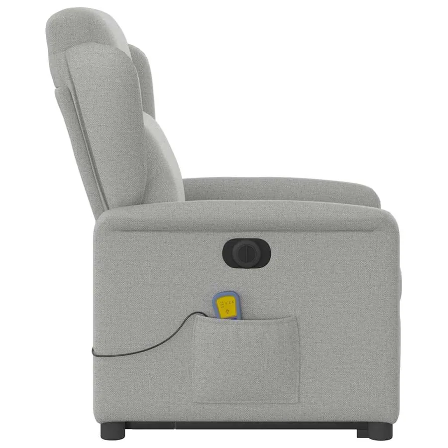 Fauteuil inclinable de massage électrique gris nuage tissu - 6