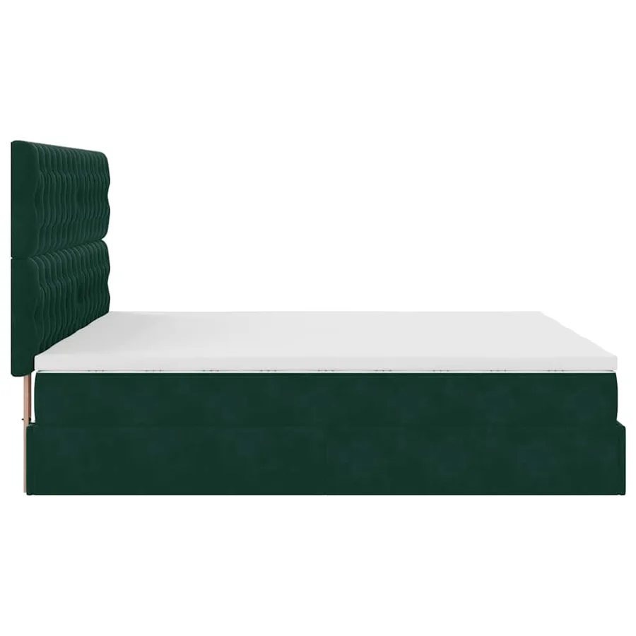 Cadre de lit ottoman avec matelas vert foncé 160x200 cm velours - 8