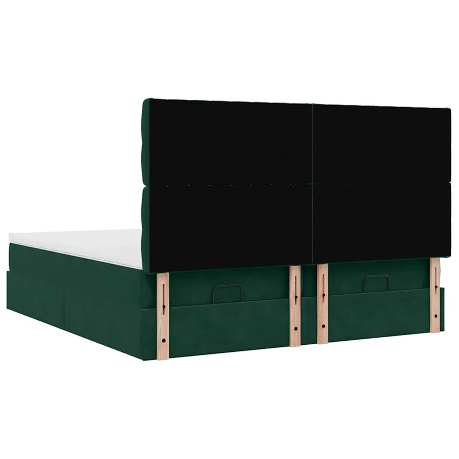 Cadre de lit ottoman avec matelas vert foncé 160x200 cm velours - 9