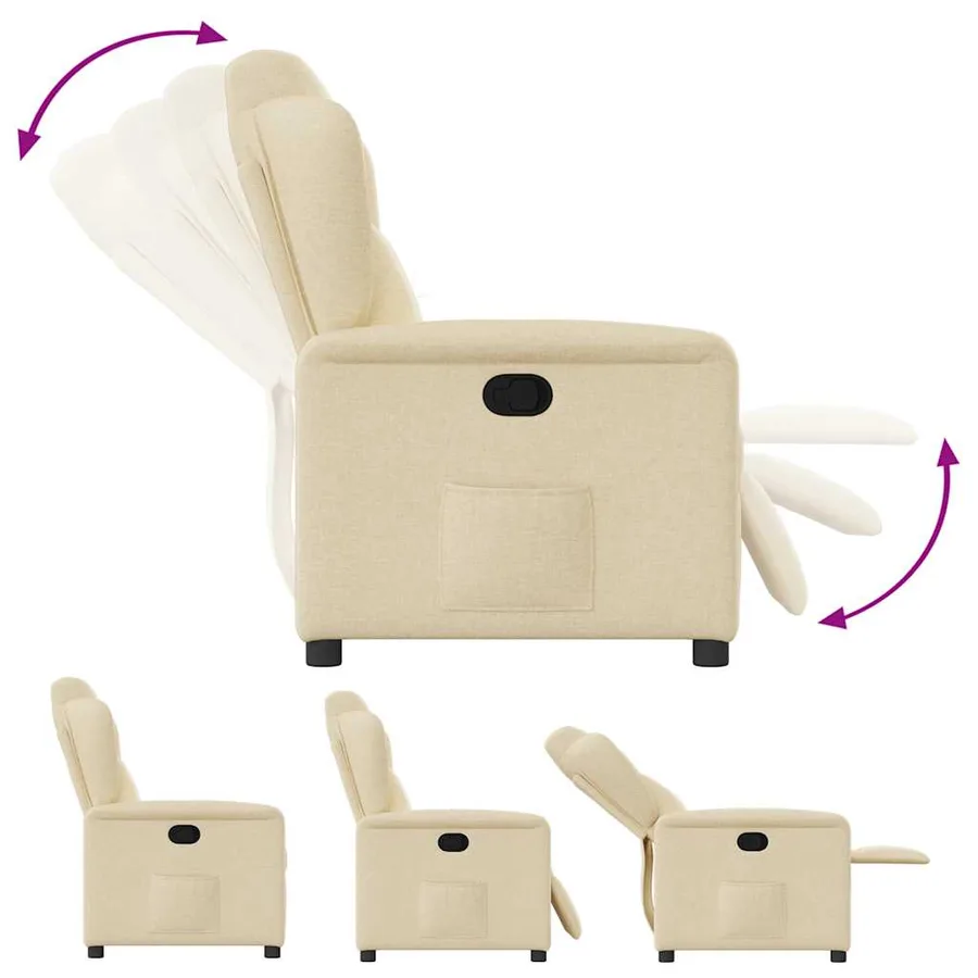 Fauteuil inclinable Crème Tissu - 6