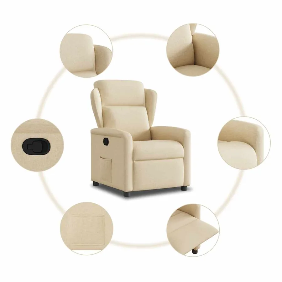Fauteuil inclinable Crème Tissu - 7