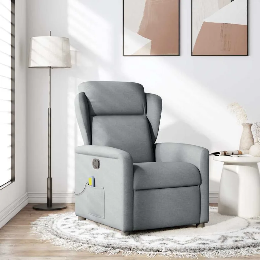Fauteuil de massage inclinable Gris clair Tissu - 2