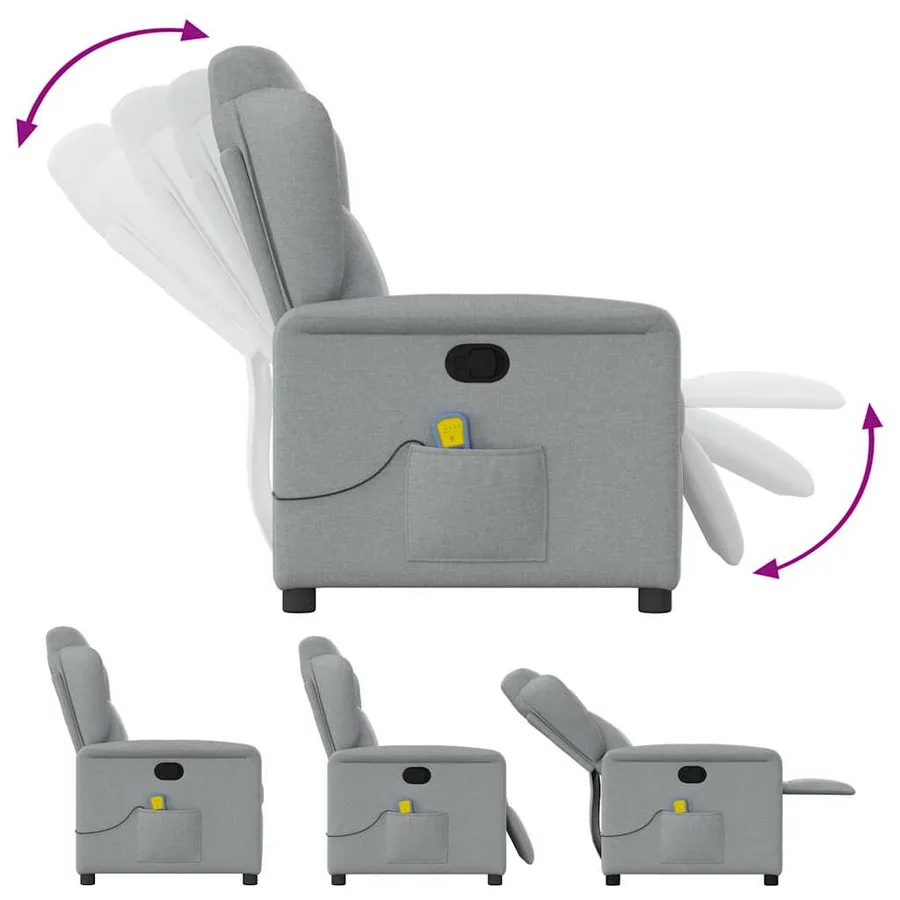 Fauteuil de massage inclinable Gris clair Tissu - 6