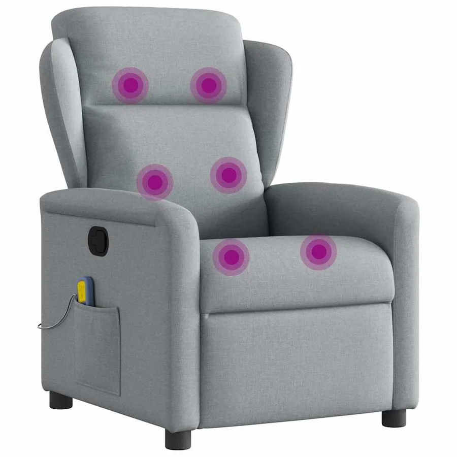 Fauteuil de massage inclinable Gris clair Tissu - 7