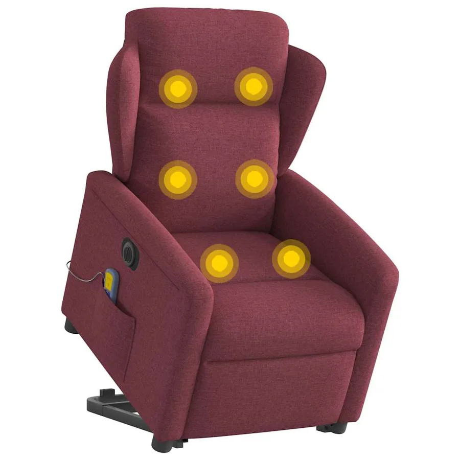 Fauteuil inclinable de massage électrique Rouge bordeaux Tissu - 3