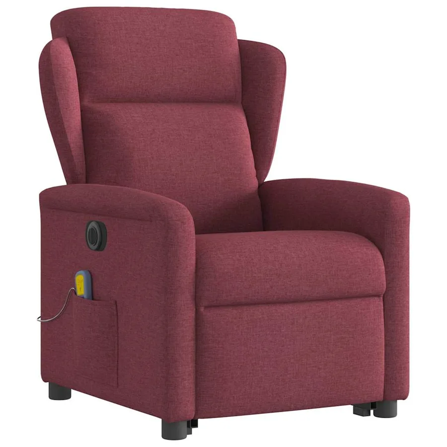 Fauteuil inclinable de massage électrique Rouge bordeaux Tissu - 4