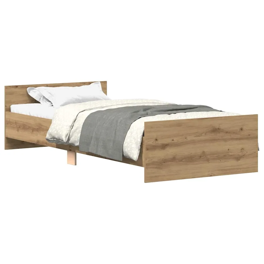 Cadre de lit sans matelas chêne artisanal 90x200 cm - 2