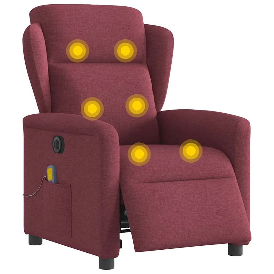 Fauteuil de massage inclinable électrique Rouge bordeaux Tissu - 3