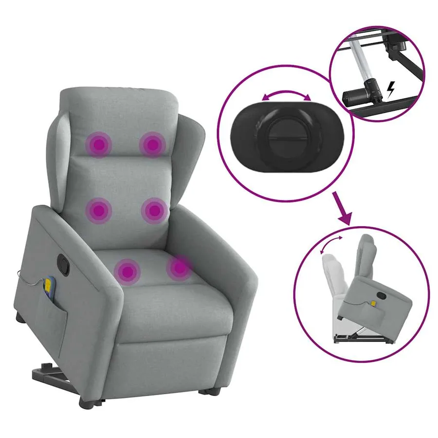 Fauteuil de massage inclinable Gris clair Tissu - 8