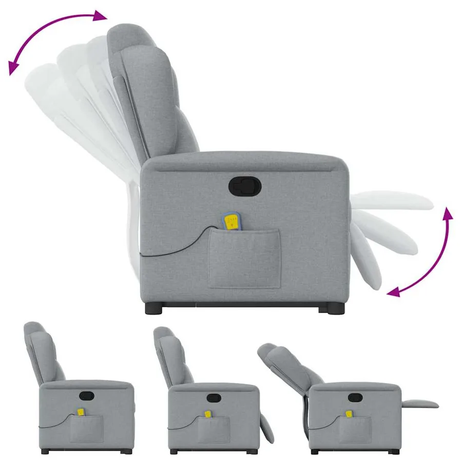 Fauteuil de massage inclinable Gris clair Tissu - 9