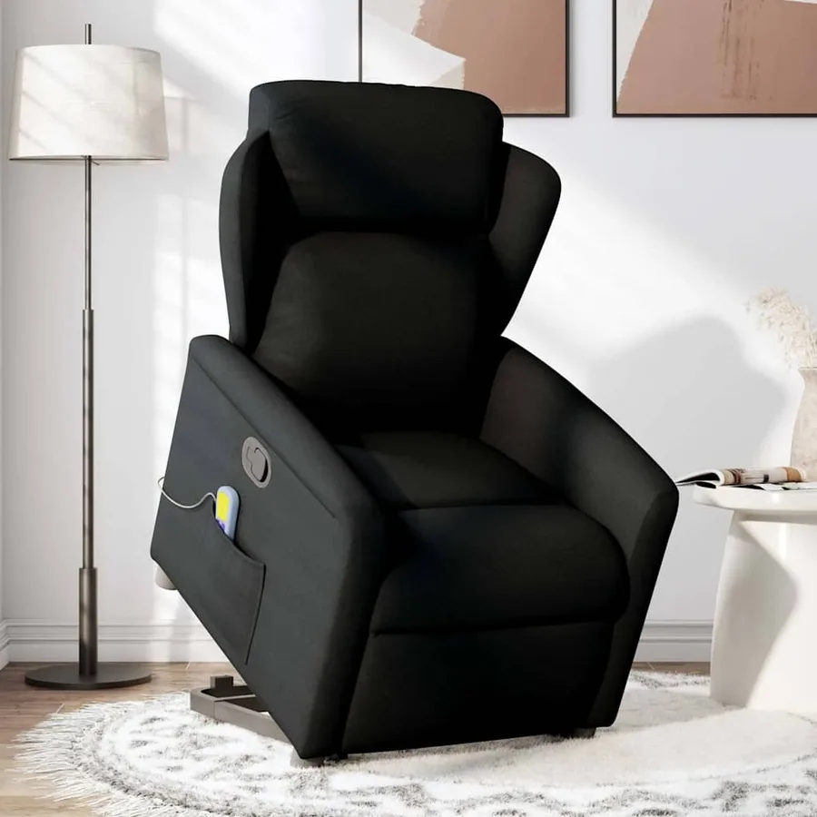 Fauteuil de massage inclinable Noir Tissu - 2