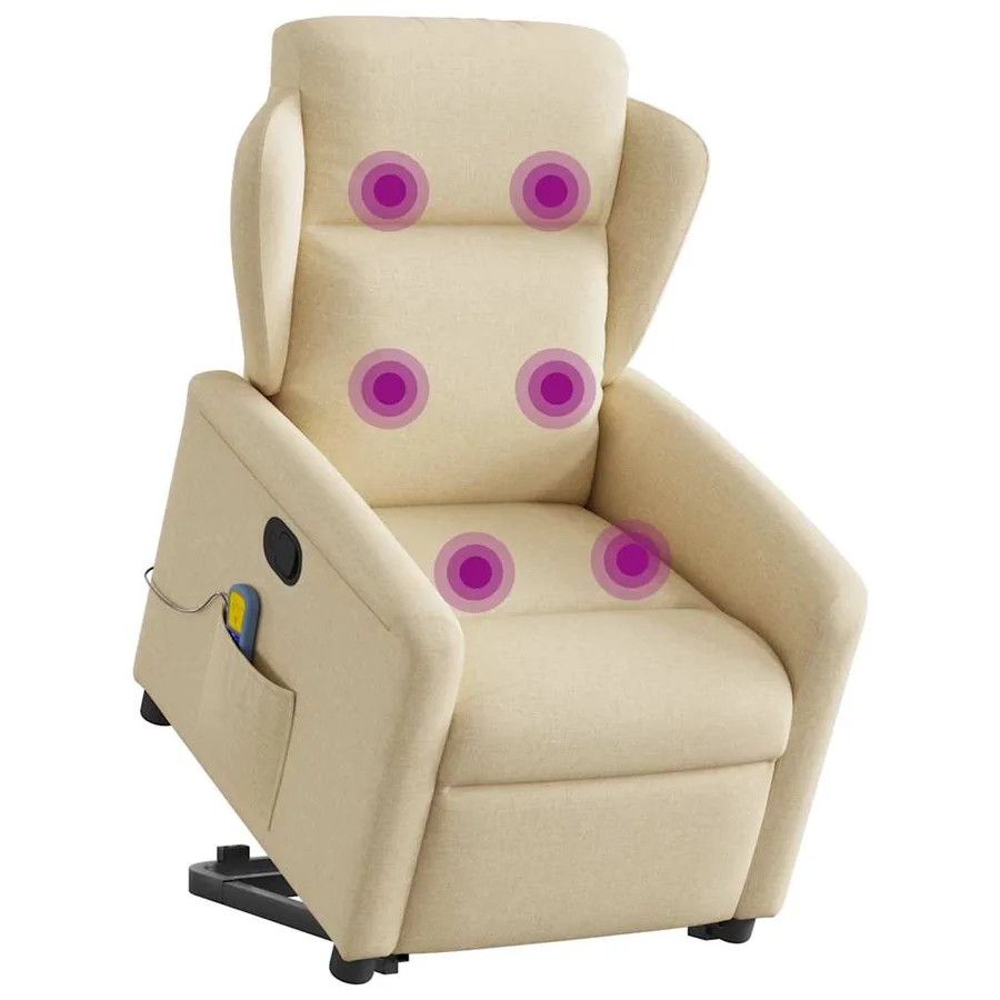 Fauteuil inclinable de massage Crème Tissu - 3