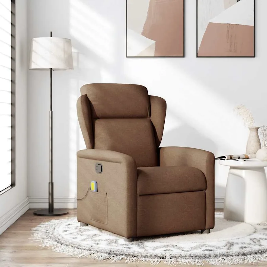 Fauteuil de massage inclinable Marron Tissu - 2