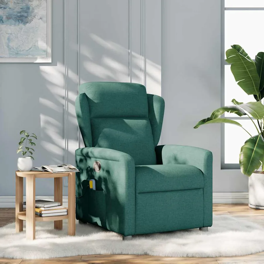 Fauteuil de massage inclinable Vert foncé Tissu - 2