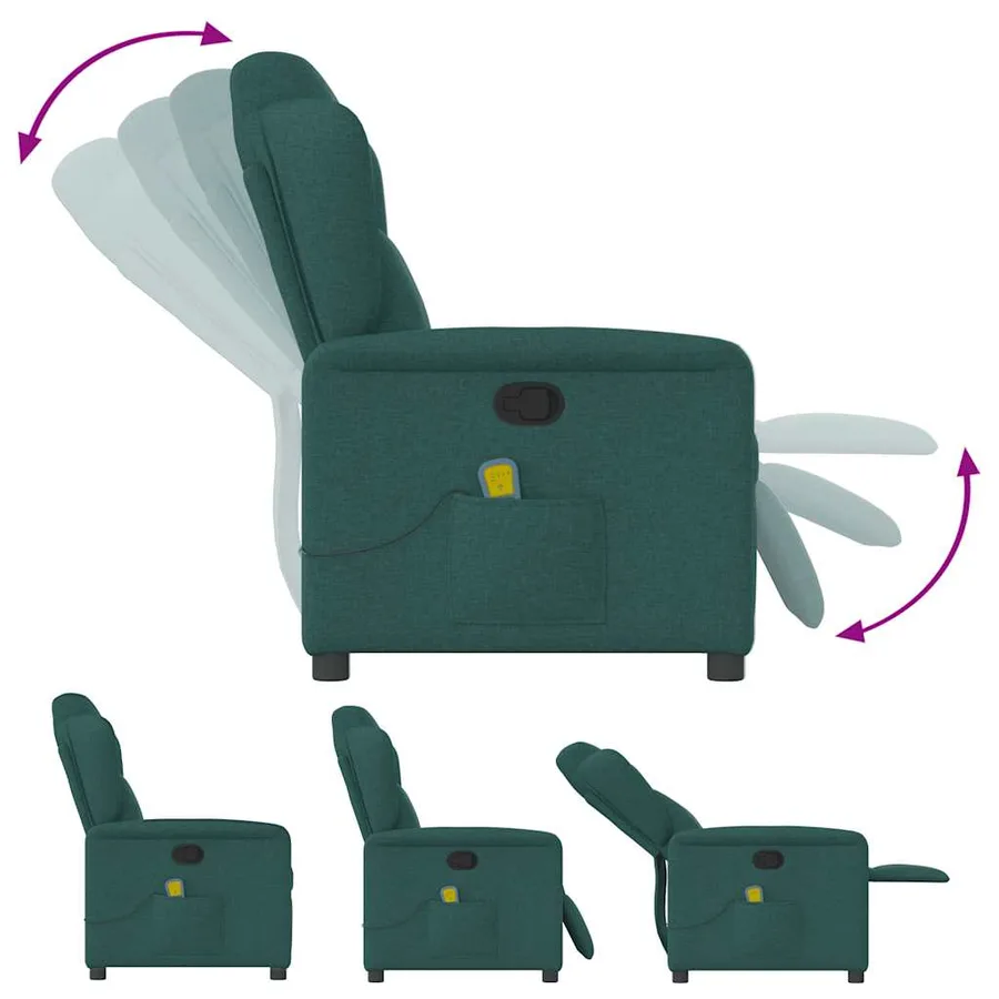 Fauteuil de massage inclinable Vert foncé Tissu - 6
