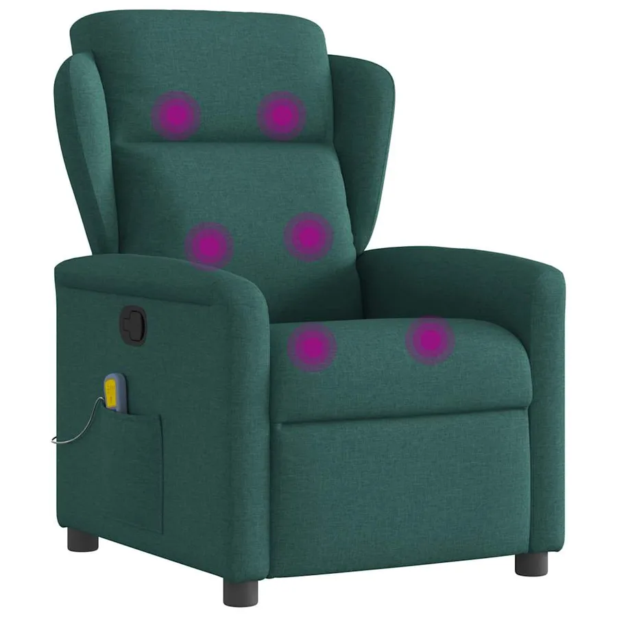 Fauteuil de massage inclinable Vert foncé Tissu - 7