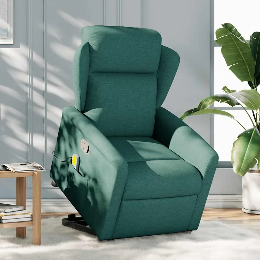 Fauteuil inclinable de massage Vert foncé Tissu - 2