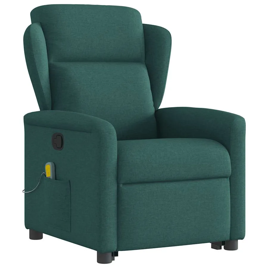 Fauteuil inclinable de massage Vert foncé Tissu - 4