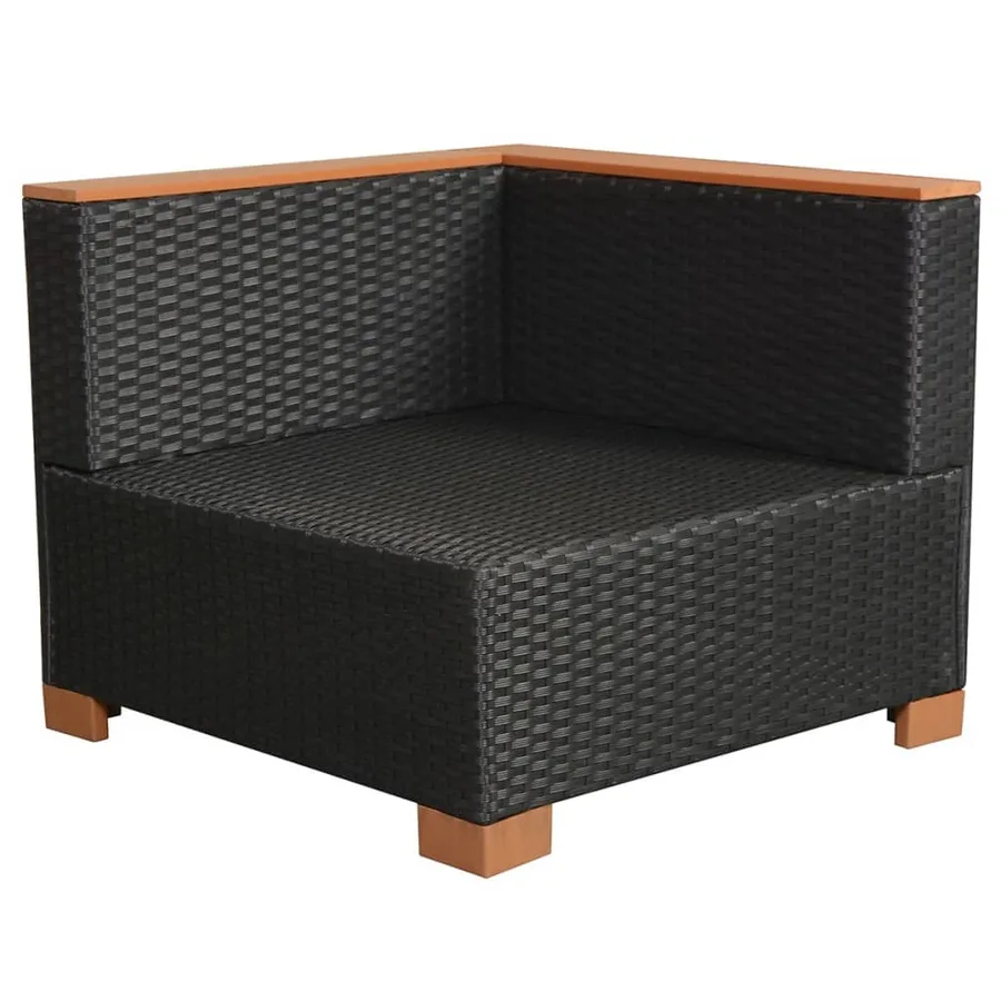 Salon de jardin 7 pcs avec coussins Résine tressée Noir - 8