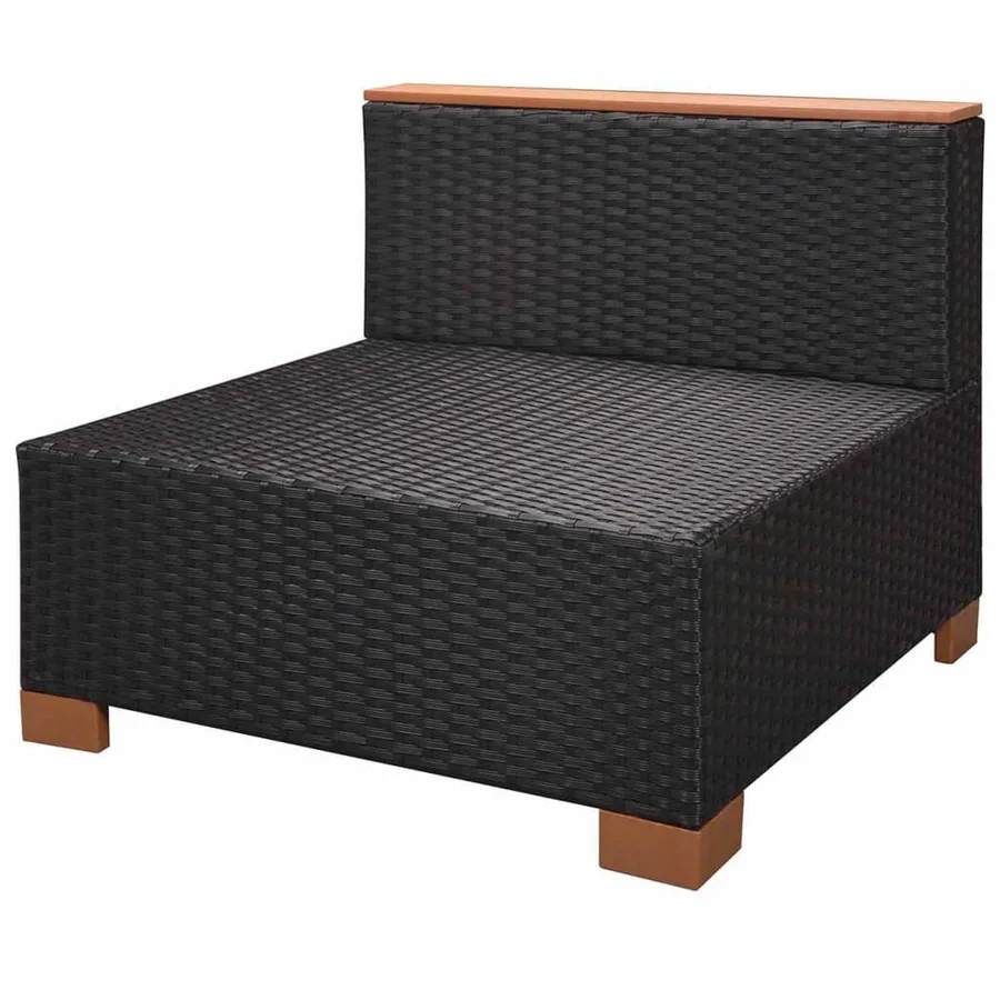 Salon de jardin 7 pcs avec coussins Résine tressée Noir - 9