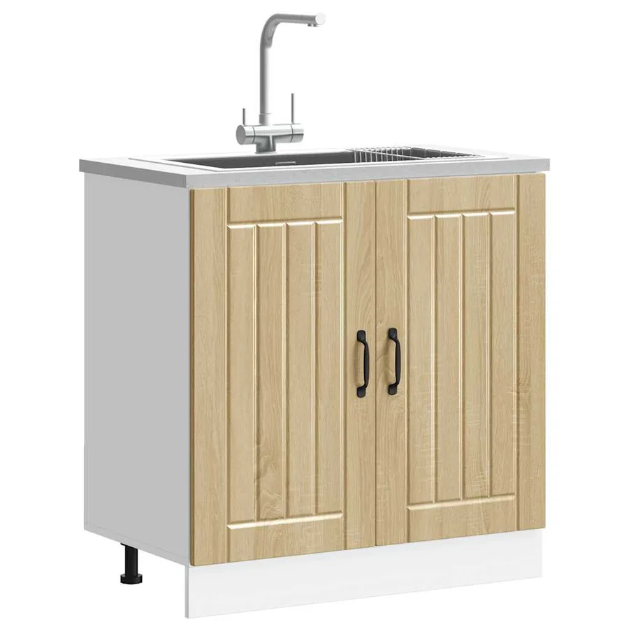 Meuble de base de lavabo Lucca chêne sonoma bois d'ingénierie - 3