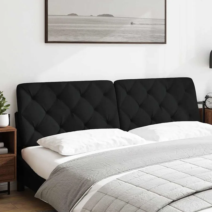 Coussin de tête de lit noir 180 cm tissu - 2