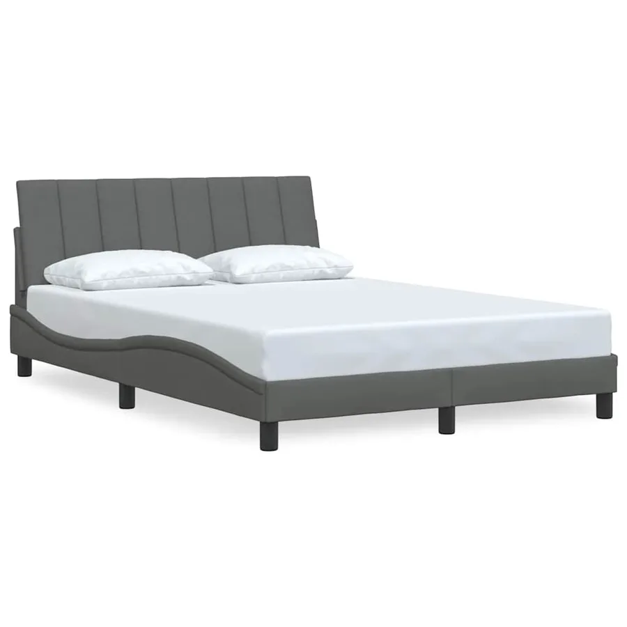 Cadre de lit sans matelas Hanko gris foncé 140x200 cm tissu - 2