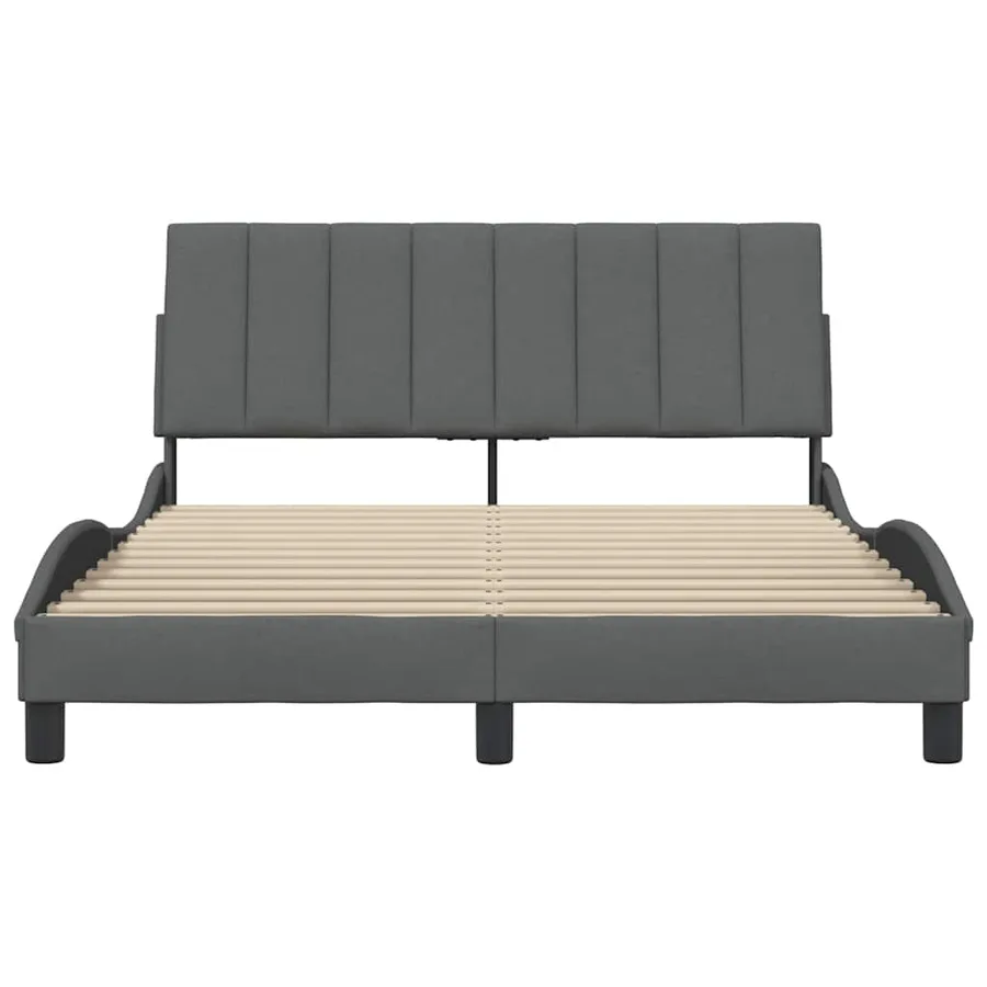 Cadre de lit sans matelas Hanko gris foncé 140x200 cm tissu - 4