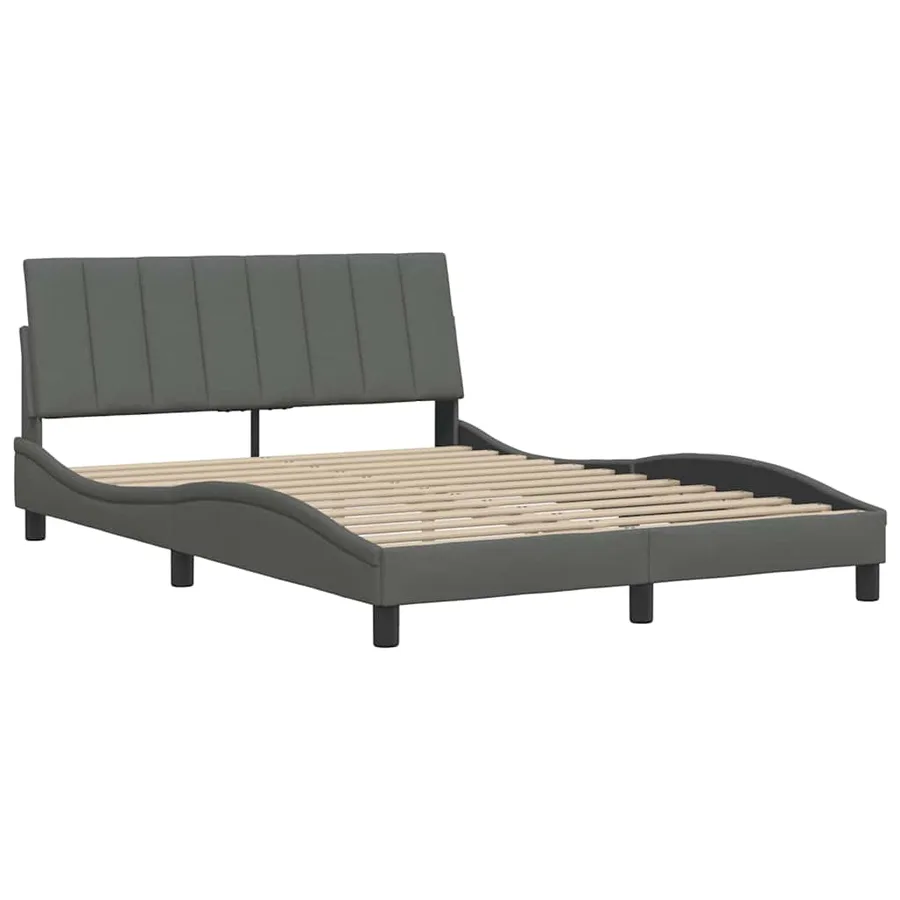 Cadre de lit sans matelas Hanko gris foncé 140x200 cm tissu - 7