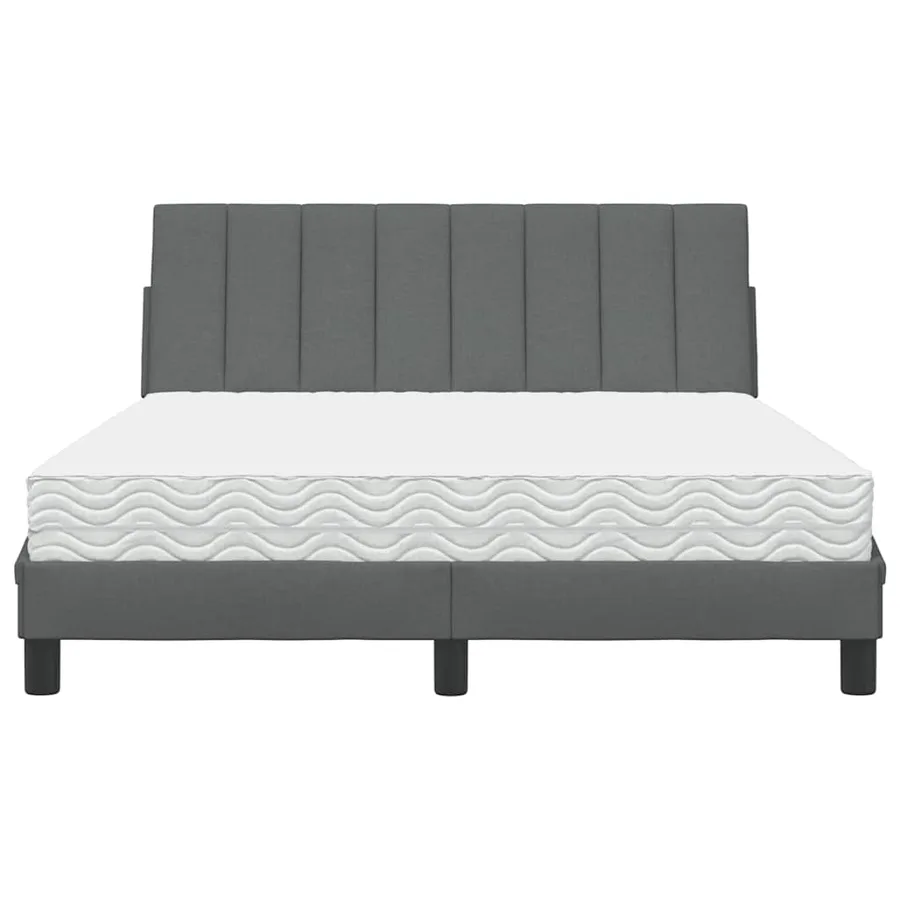 Lit avec matelas Hanko gris foncé 140x200 cm tissu - 5