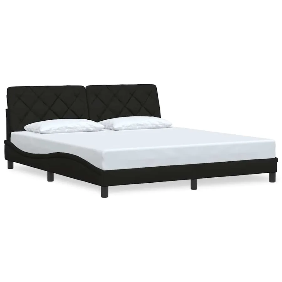 Cadre de lit sans matelas noir 180x200 cm tissu - 2