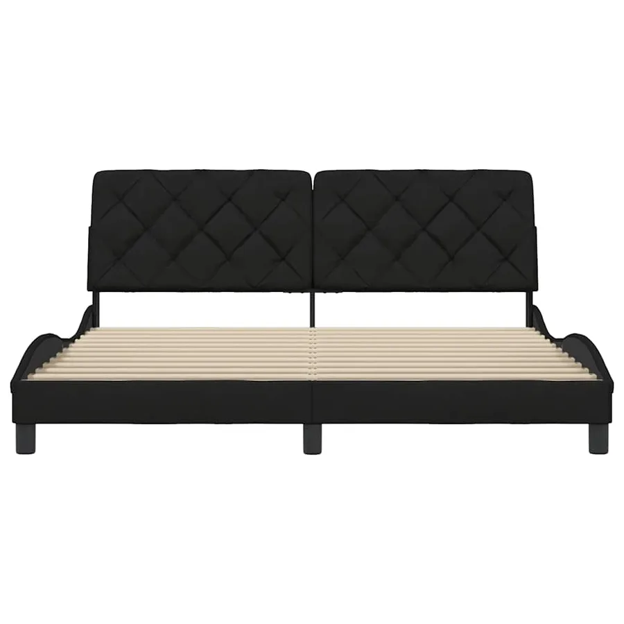 Cadre de lit sans matelas noir 180x200 cm tissu - 5