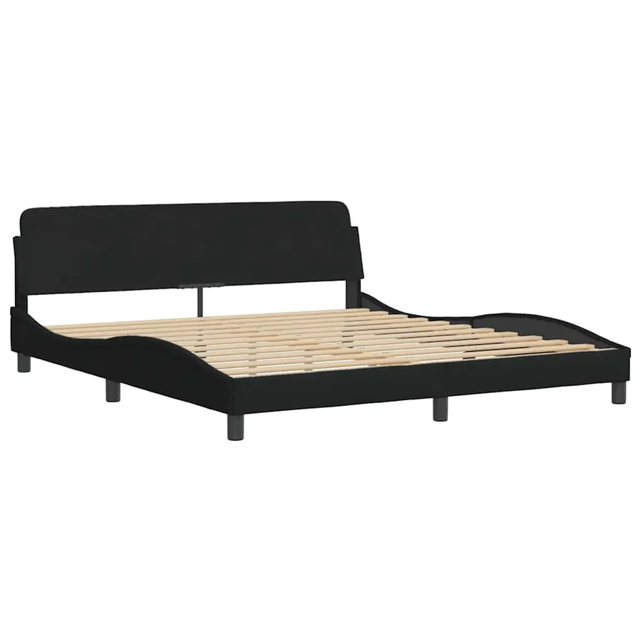 Cadre de lit sans matelas noir 180x200 cm tissu - 6