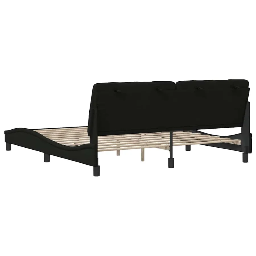 Cadre de lit sans matelas noir 180x200 cm tissu - 9