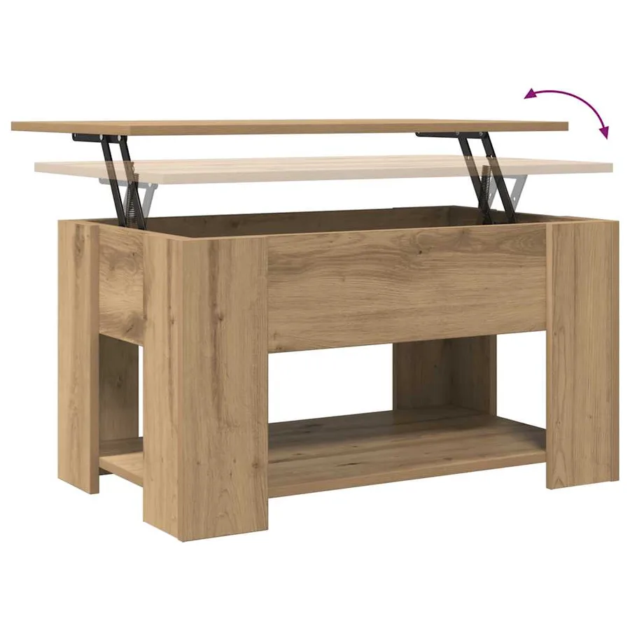 Table basse chêne artisanal 79x49x41 cm bois d'ingénierie - 10