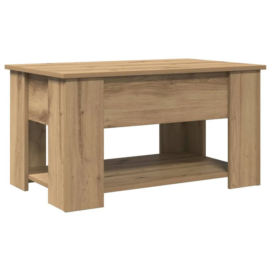 Table basse chêne artisanal 79x49x41 cm bois d'ingénierie - 2