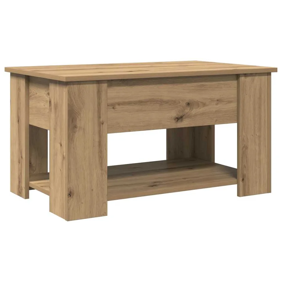 Table basse chêne artisanal 79x49x41 cm bois d'ingénierie - 5