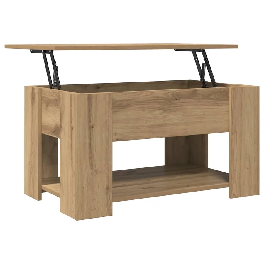 Table basse chêne artisanal 79x49x41 cm bois d'ingénierie - 9