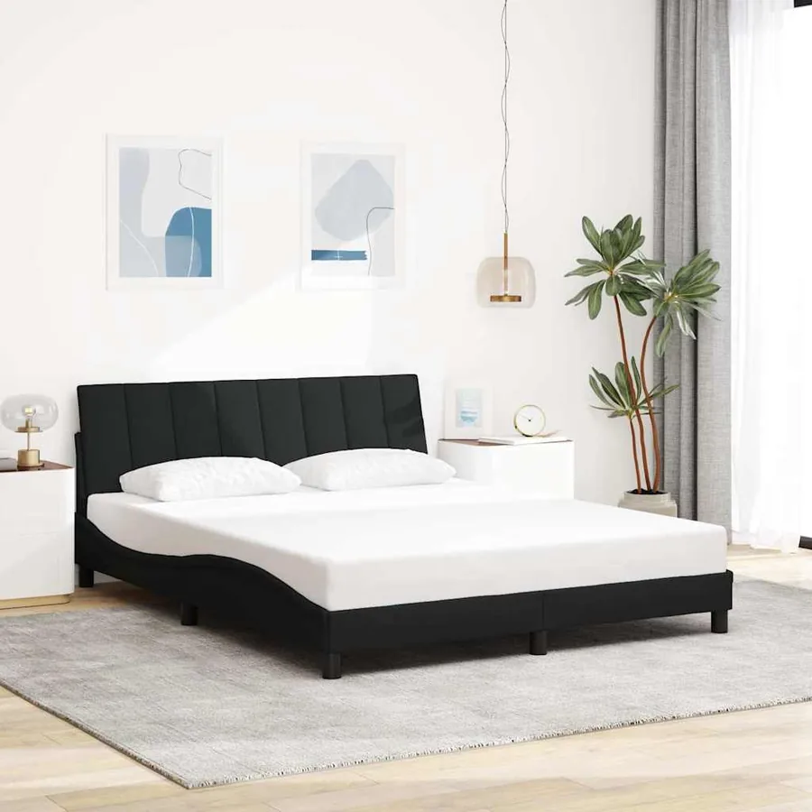 Cadre de lit sans matelas Hanko noir 160x200 cm tissu