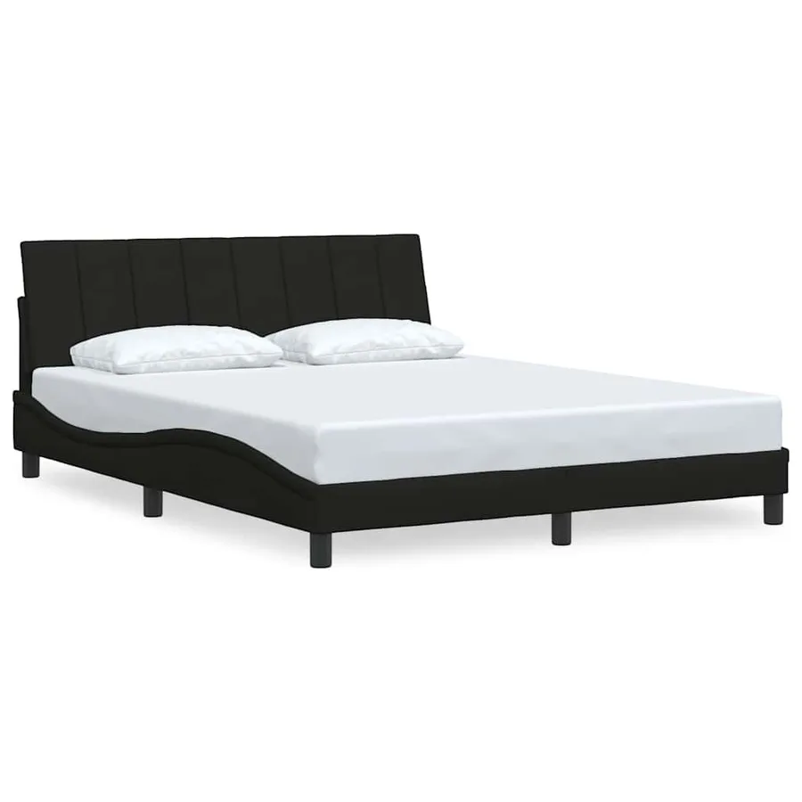 Cadre de lit sans matelas Hanko noir 160x200 cm tissu - 2