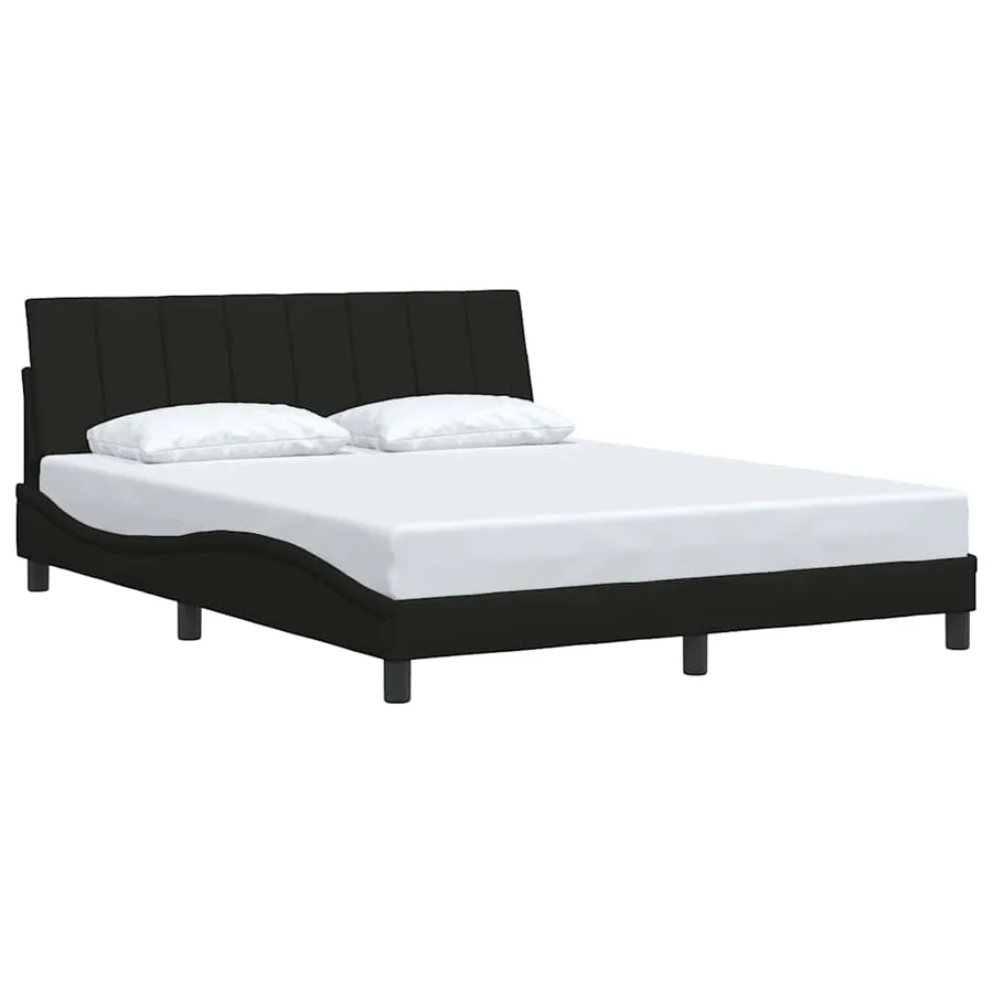 Cadre de lit sans matelas Hanko noir 160x200 cm tissu - 3