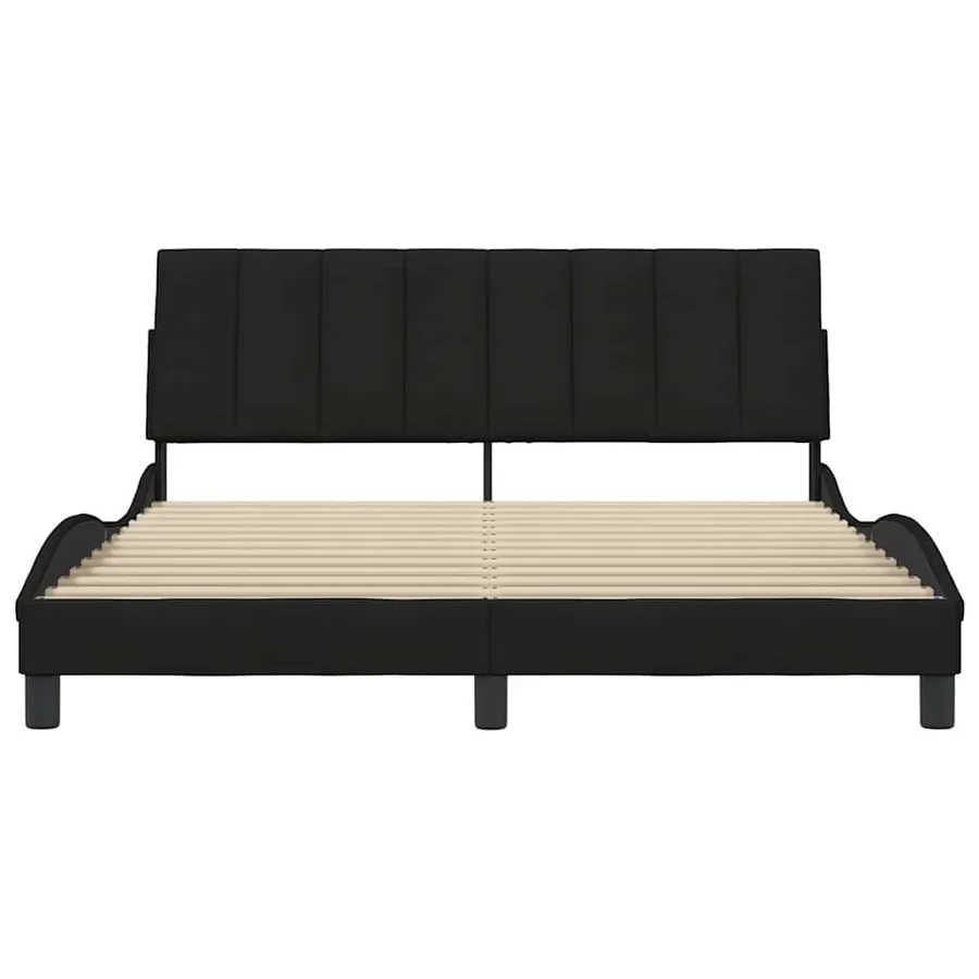 Cadre de lit sans matelas Hanko noir 160x200 cm tissu - 4